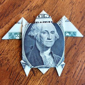 ORIGAMI SEA TURTLE - Handmade DOLLAR Gift Art $1 Bill New Uncirculated Money
